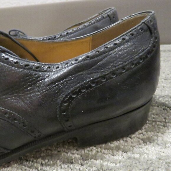 SALVATORE FERRAGAMO Black Leather Wingtip Brogue Oxford Shoes - Size US 9.5 D - Picture 4 of 16